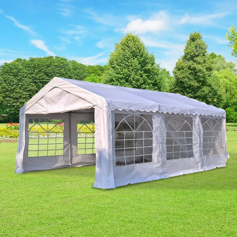 20x13 ft Large Steel Wedding Party Carport Canopy Tent - White