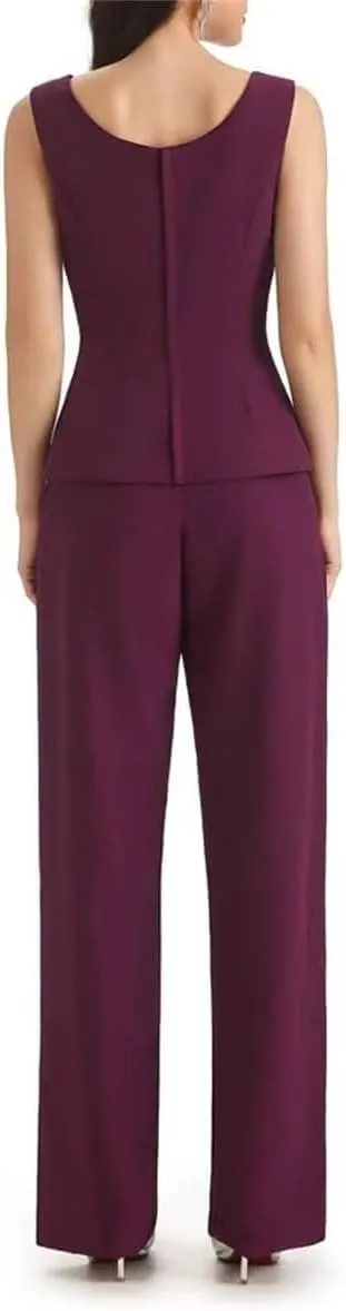3 Pieces Mother of The Bride Pant Suits for Wedding Pant Suits for Women Chiffon Long Evening Gowns with Jacket