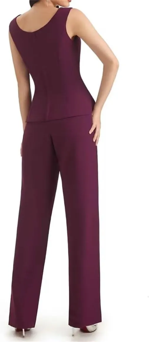3 Pieces Mother of The Bride Pant Suits for Wedding Pant Suits for Women Chiffon Long Evening Gowns with Jacket