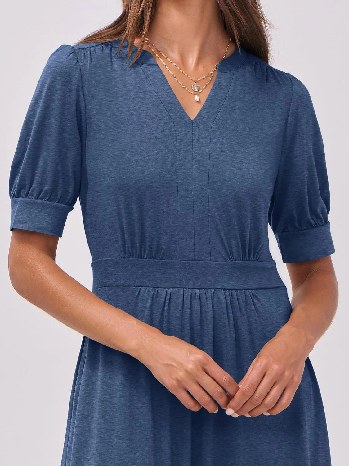 ANRABESS Women Boho Maxi Dresses Summer Short Sleeve V Neck Flowy Swing A-Line Casual Beach Long Dress
