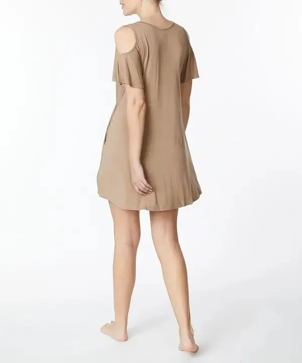Bamboo Cold Shoulder Flare Dress