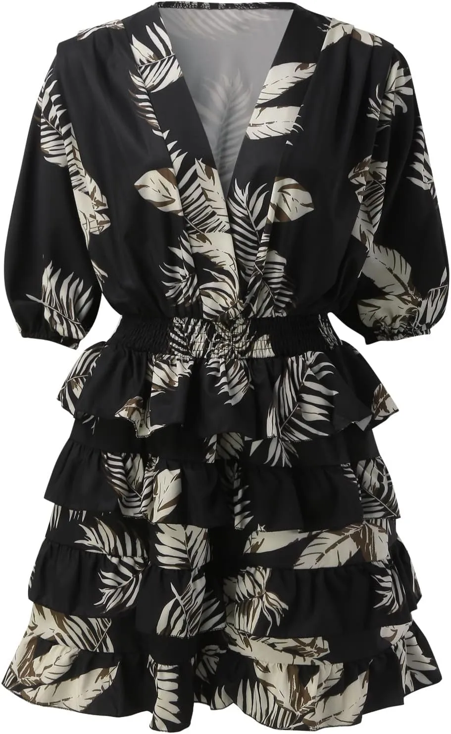Beach Dresses for Women 2024 Vacation Short Batwing Sleeve V Neck Summer Trendy Dress Floral Ruffle Boho Mini Sundress