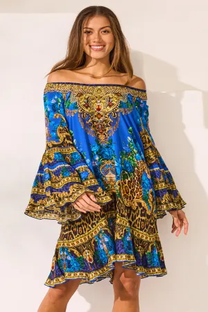 Blue Leopardess Frill Dress