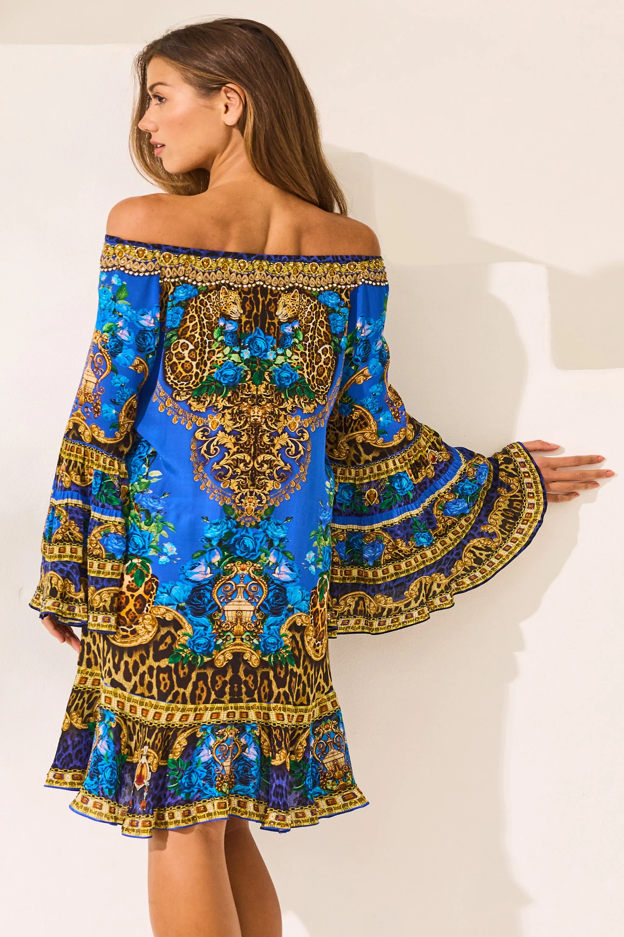 Blue Leopardess Frill Dress