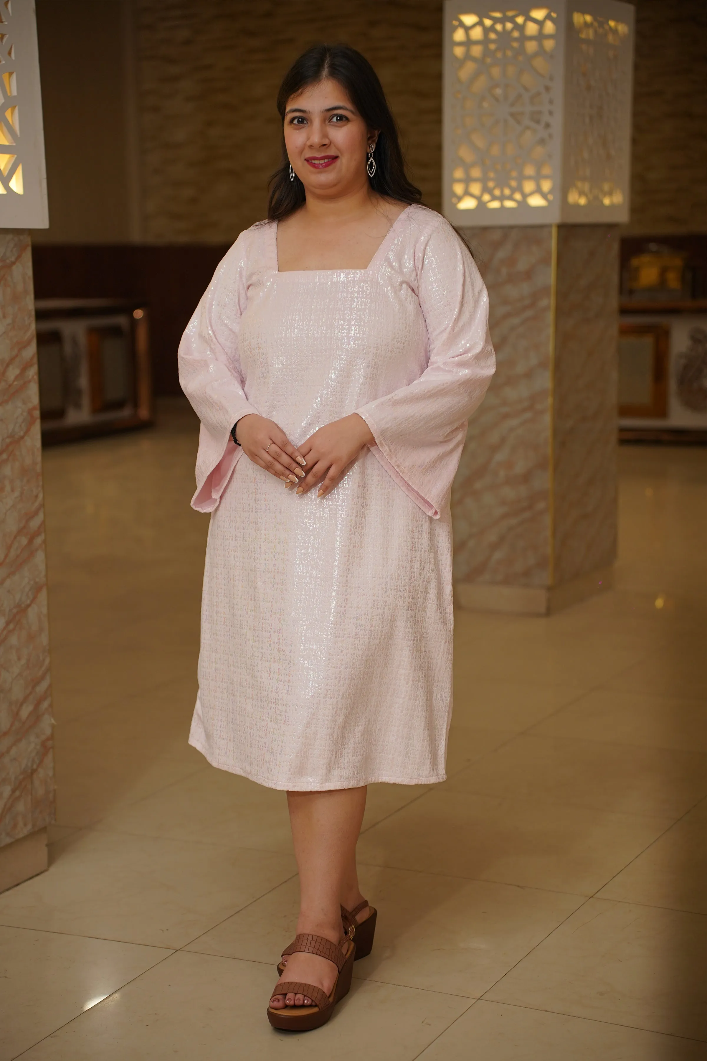 Blush Velvet Glimmer Calf Dress