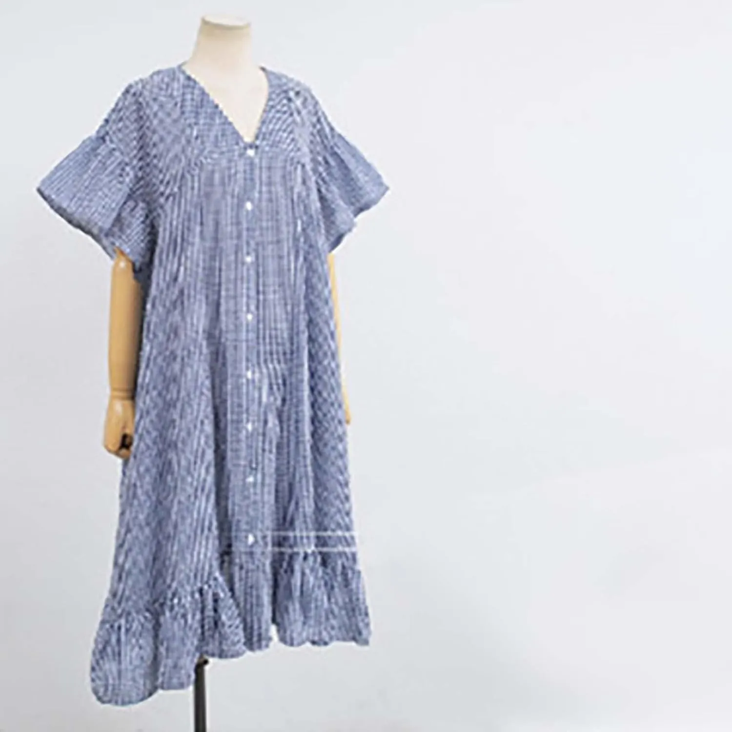 Button Down Mini Dress for Women Short Sleeve Ruffle Hem Shirt Dresses Summer Casual Loose Fit Going Out Work Sundress