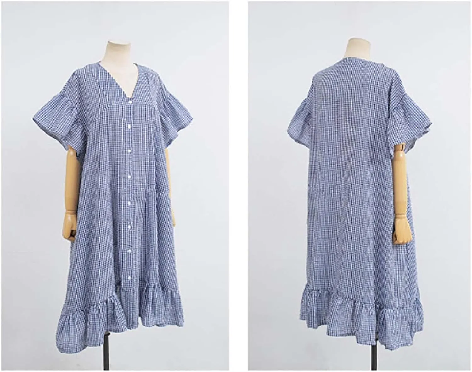 Button Down Mini Dress for Women Short Sleeve Ruffle Hem Shirt Dresses Summer Casual Loose Fit Going Out Work Sundress
