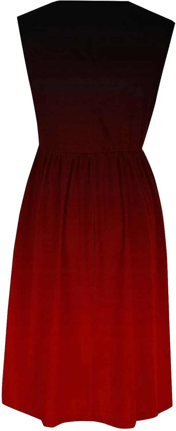 Casual Dresses for Women Summer Sleeveless Tie Dye Sundresses Empire Waist Midi Tank Dresses with Pockets 2025