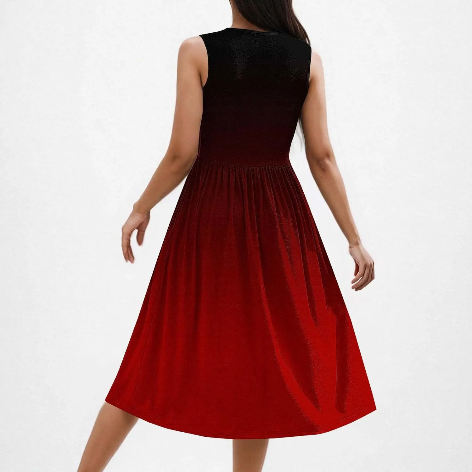 Casual Dresses for Women Summer Sleeveless Tie Dye Sundresses Empire Waist Midi Tank Dresses with Pockets 2025