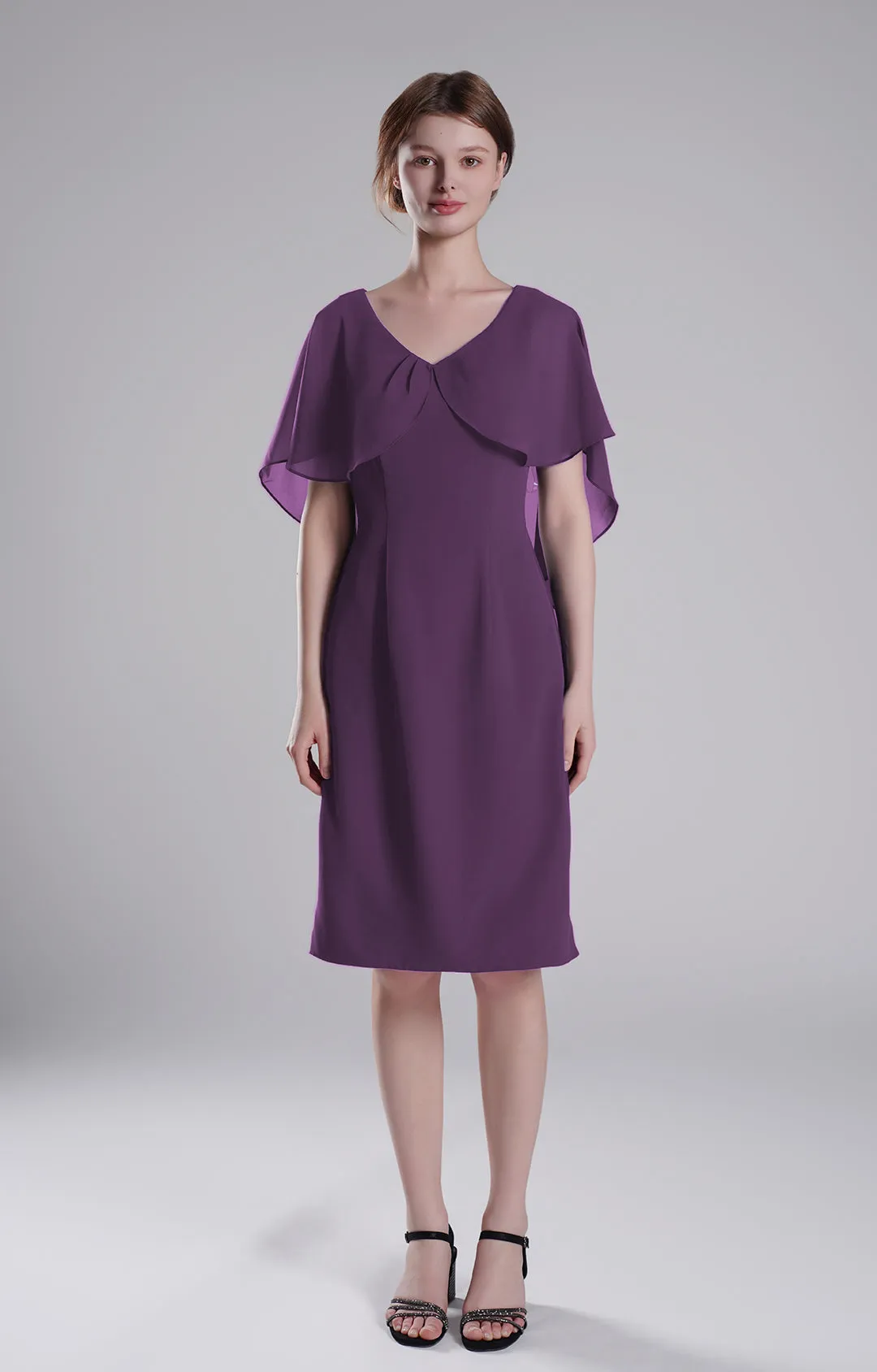 Chic Flutter Sleeve V-Neck Flared Dresses