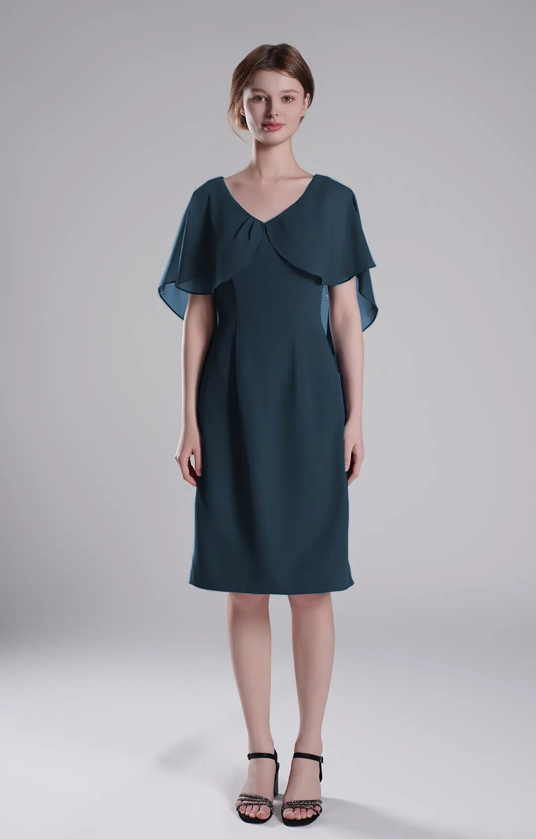 Chic Flutter Sleeve V-Neck Flared Dresses
