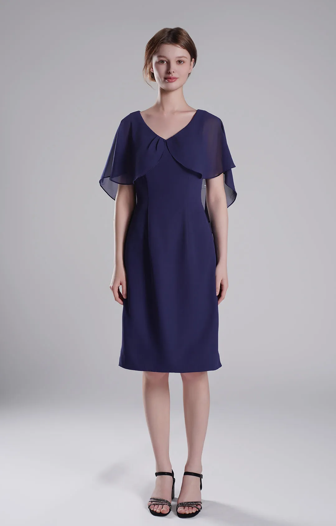 Chic Flutter Sleeve V-Neck Flared Dresses