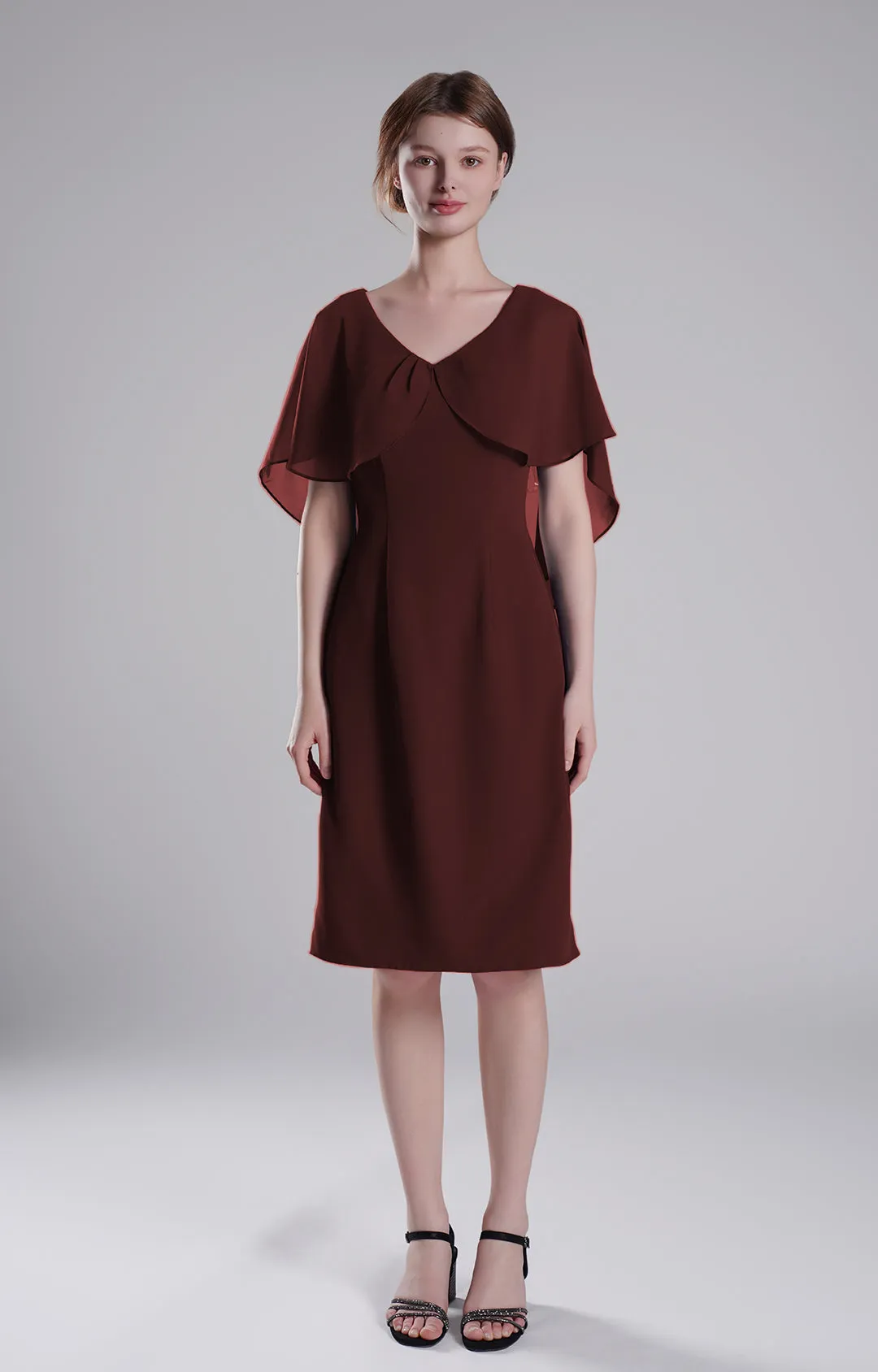 Chic Flutter Sleeve V-Neck Flared Dresses
