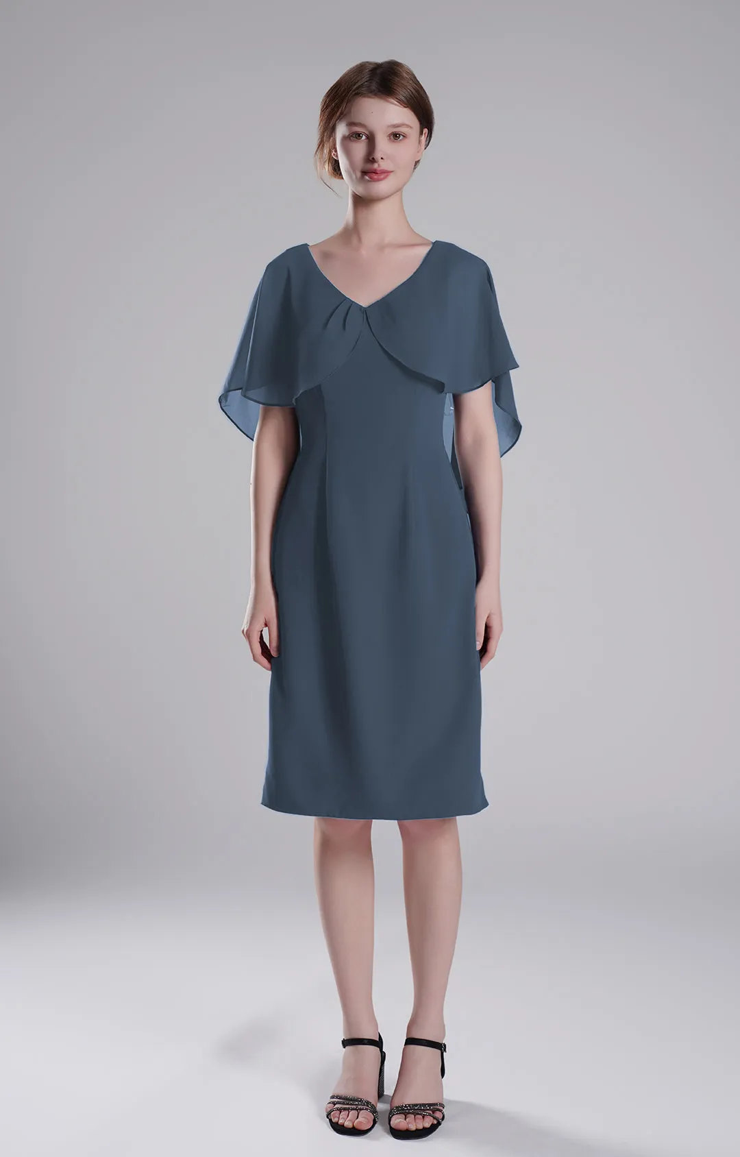 Chic Flutter Sleeve V-Neck Flared Dresses