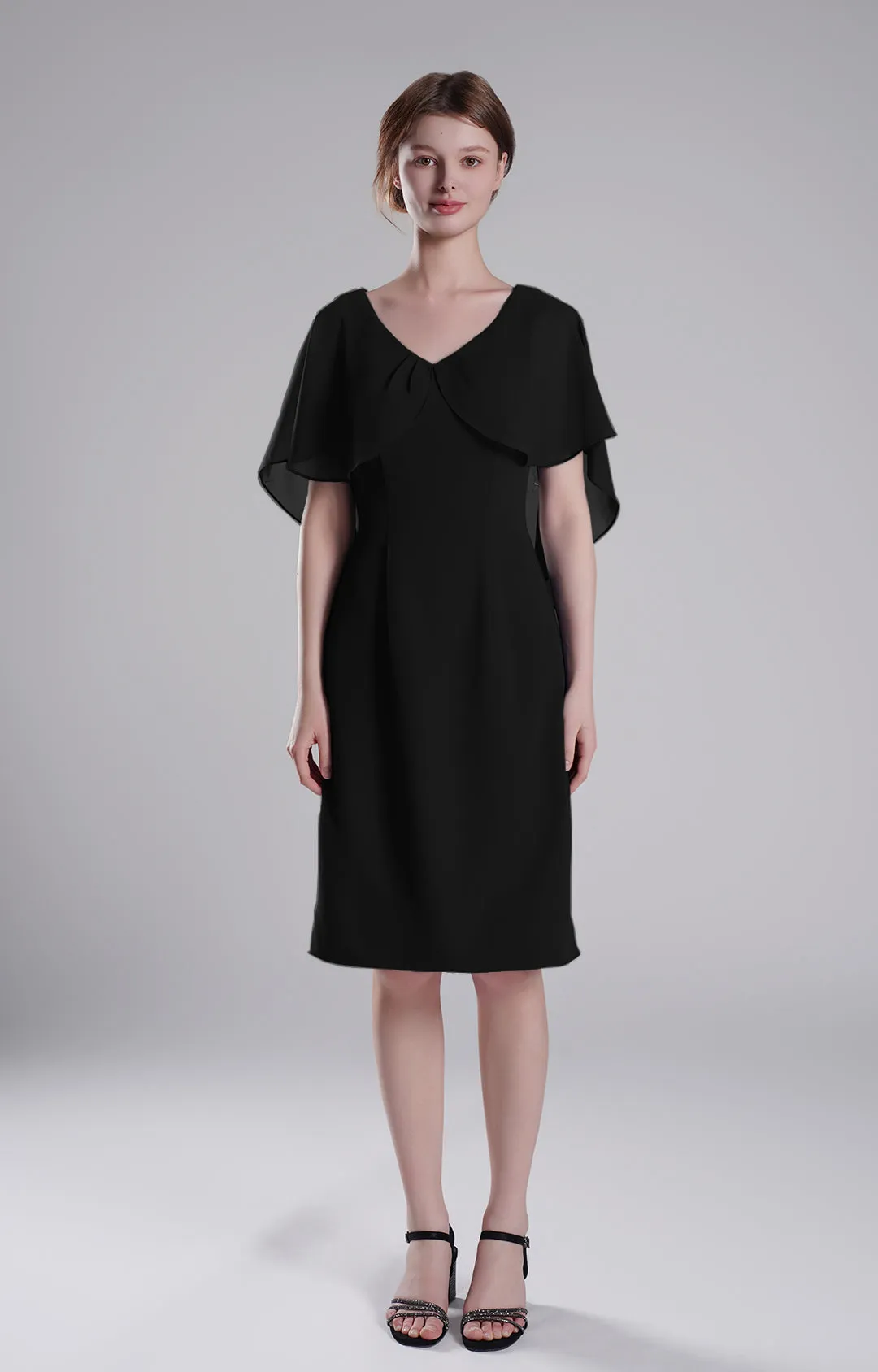 Chic Flutter Sleeve V-Neck Flared Dresses