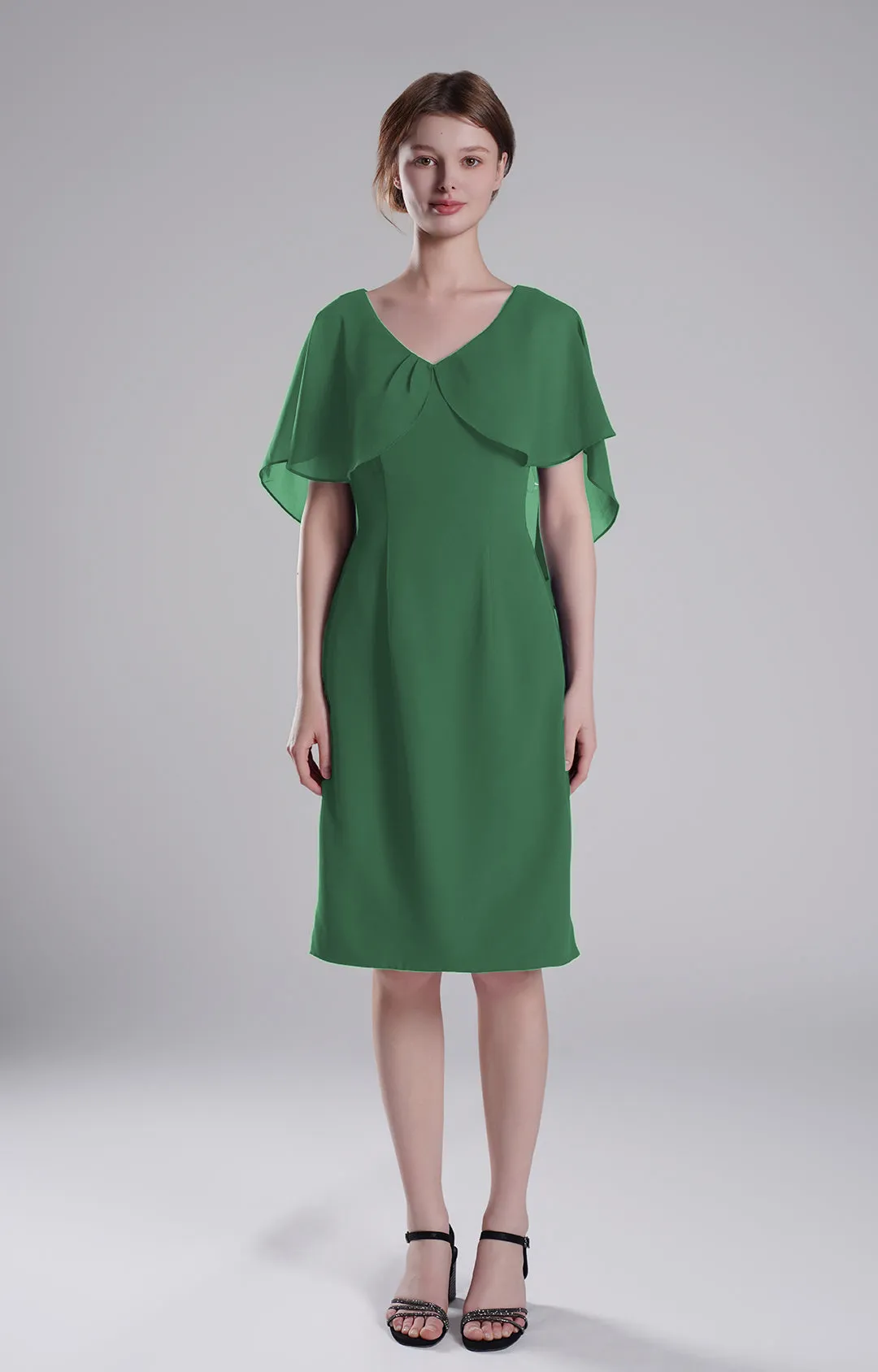Chic Flutter Sleeve V-Neck Flared Dresses