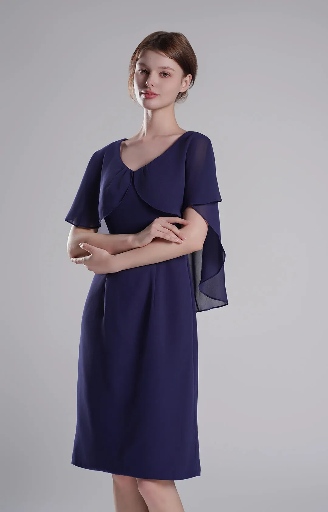 Chic Flutter Sleeve V-Neck Flared Dresses