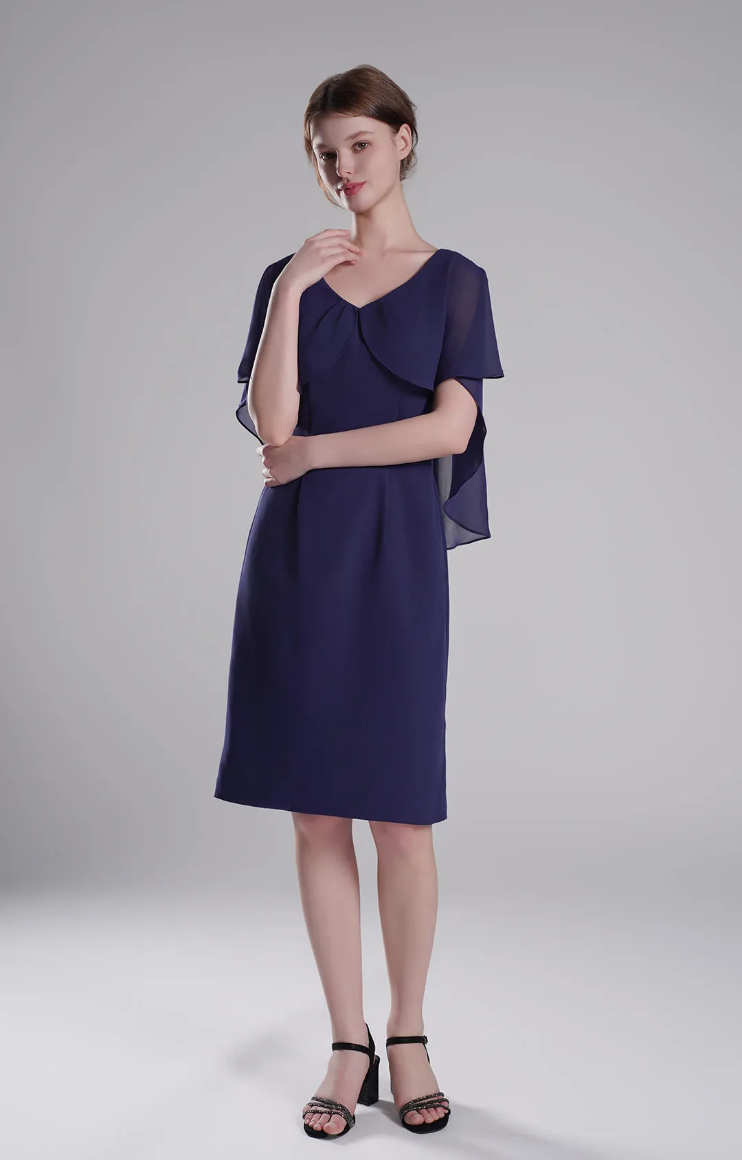 Chic Flutter Sleeve V-Neck Flared Dresses