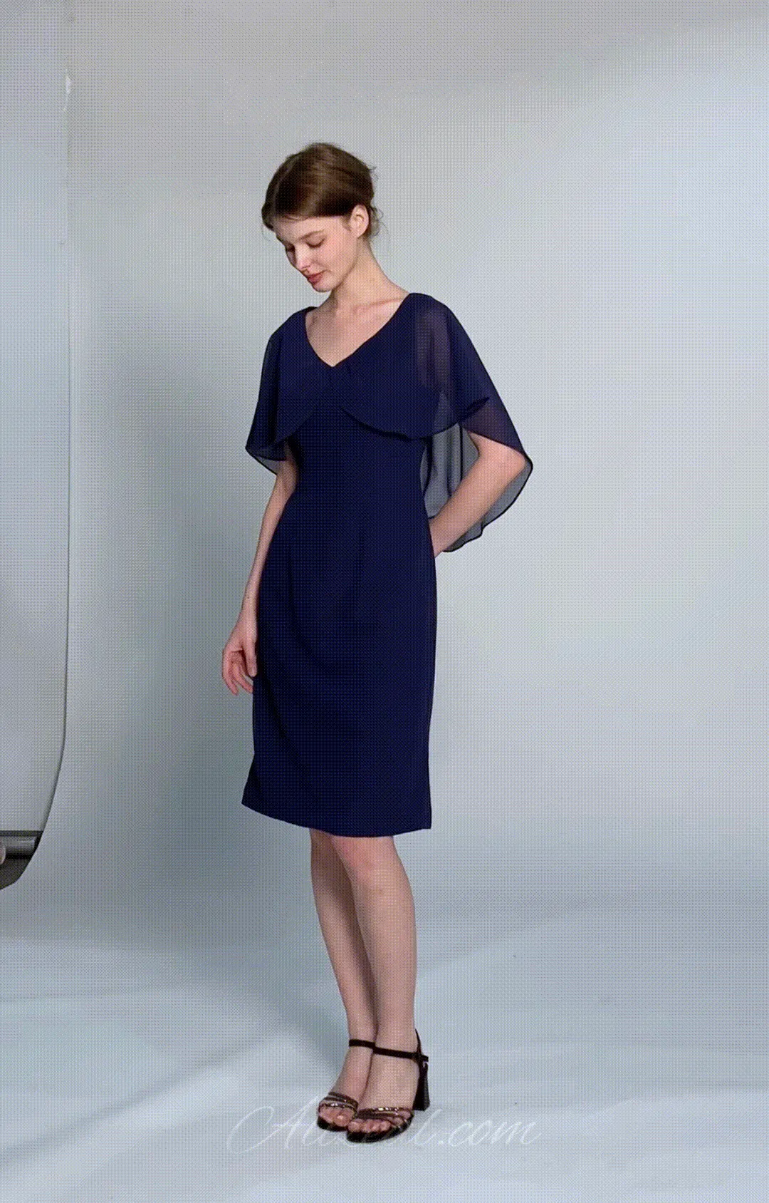 Chic Flutter Sleeve V-Neck Flared Dresses