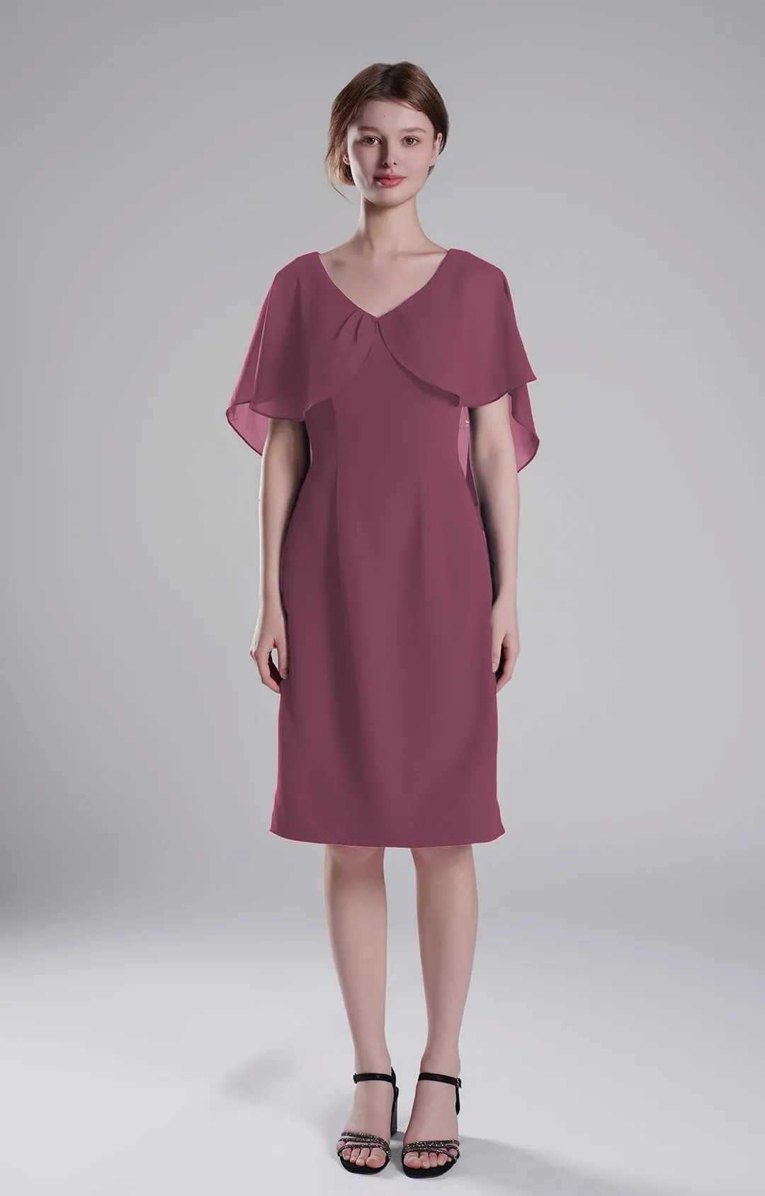 Chic Flutter Sleeve V-Neck Flared Dresses