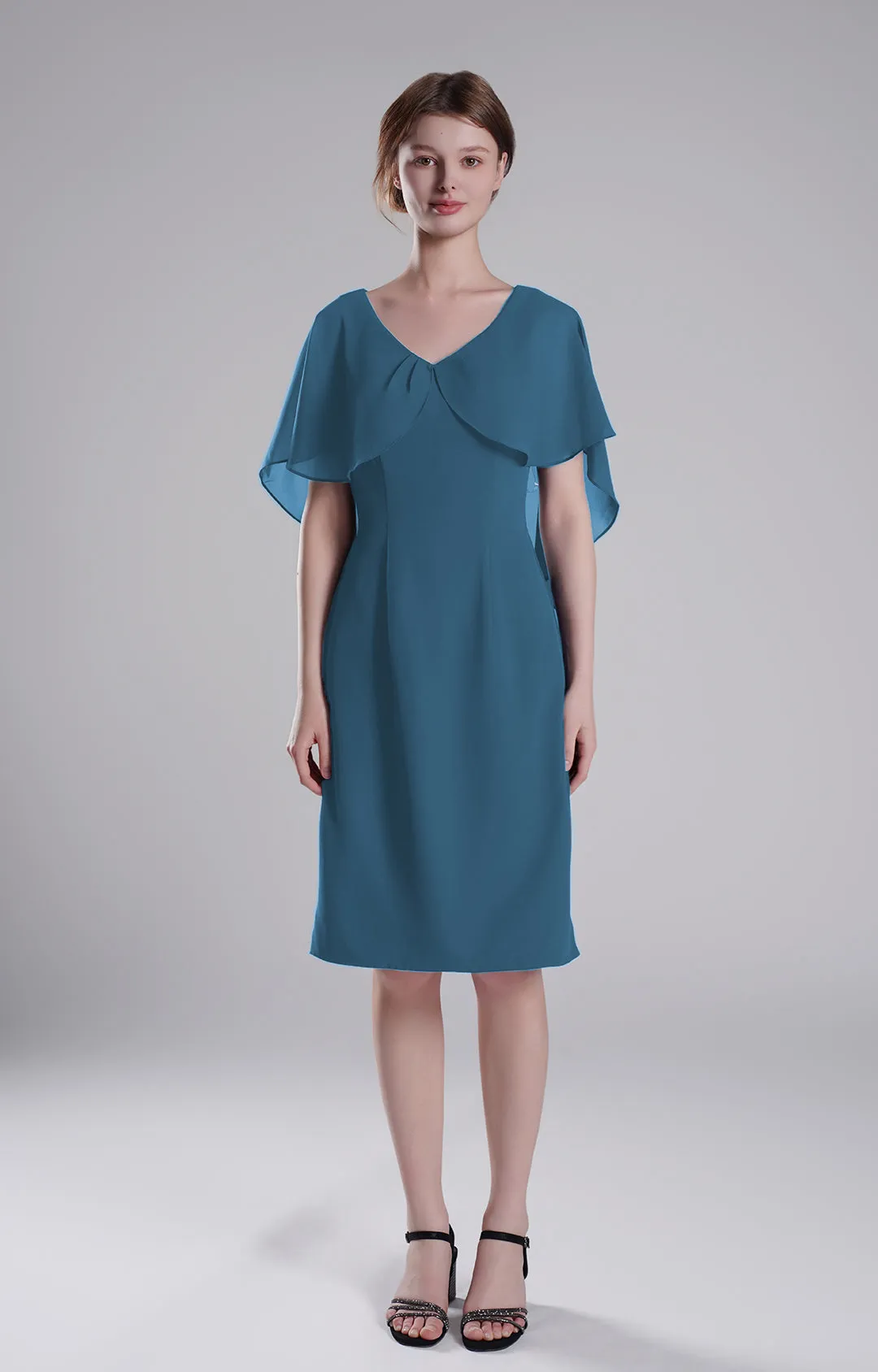 Chic Flutter Sleeve V-Neck Flared Dresses