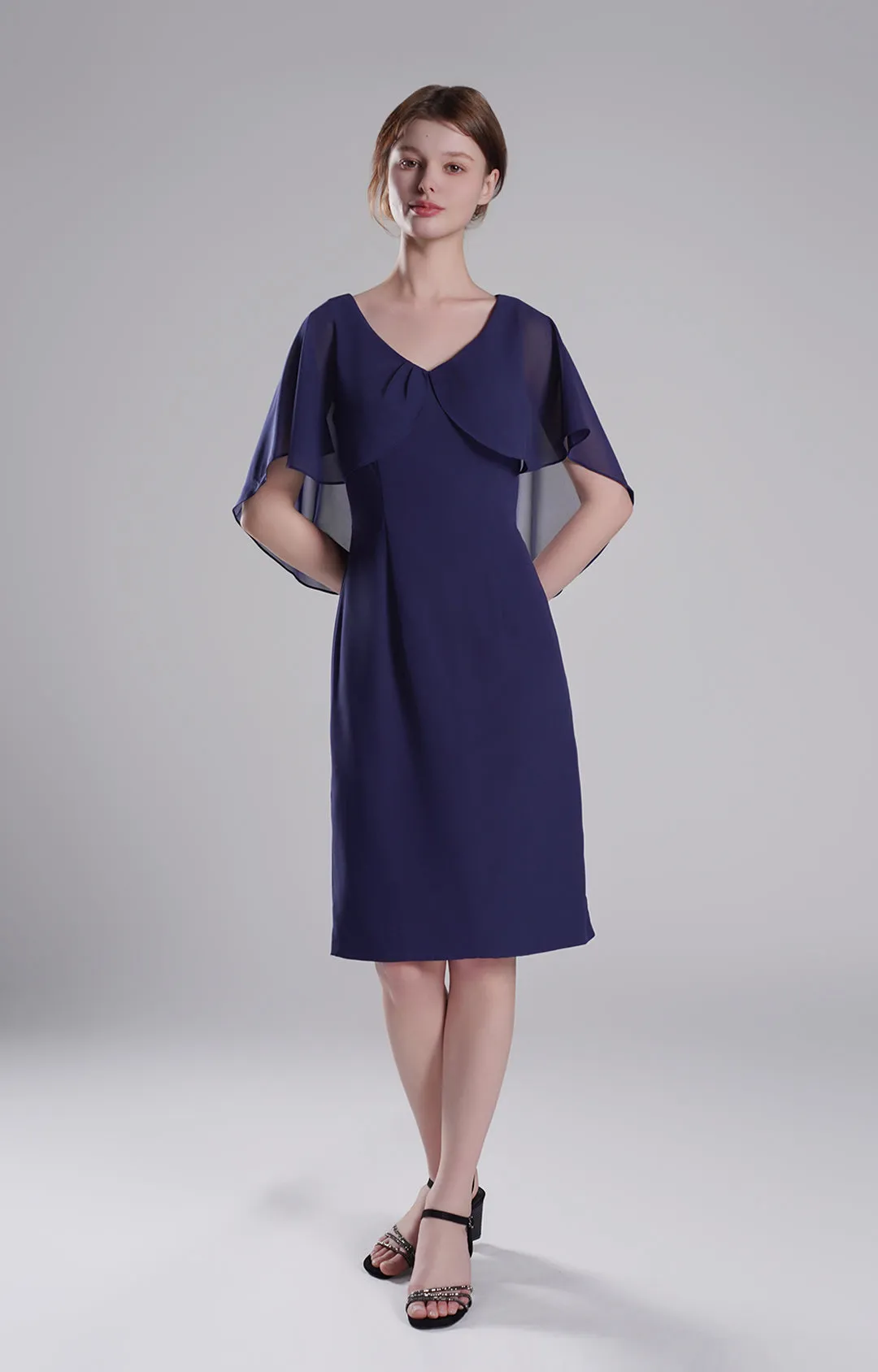 Chic Flutter Sleeve V-Neck Flared Dresses