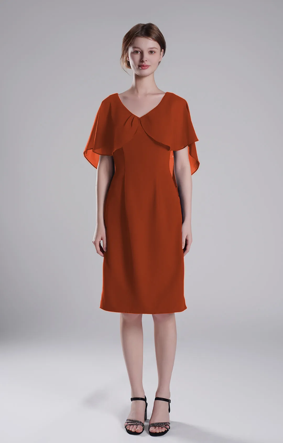 Chic Flutter Sleeve V-Neck Flared Dresses