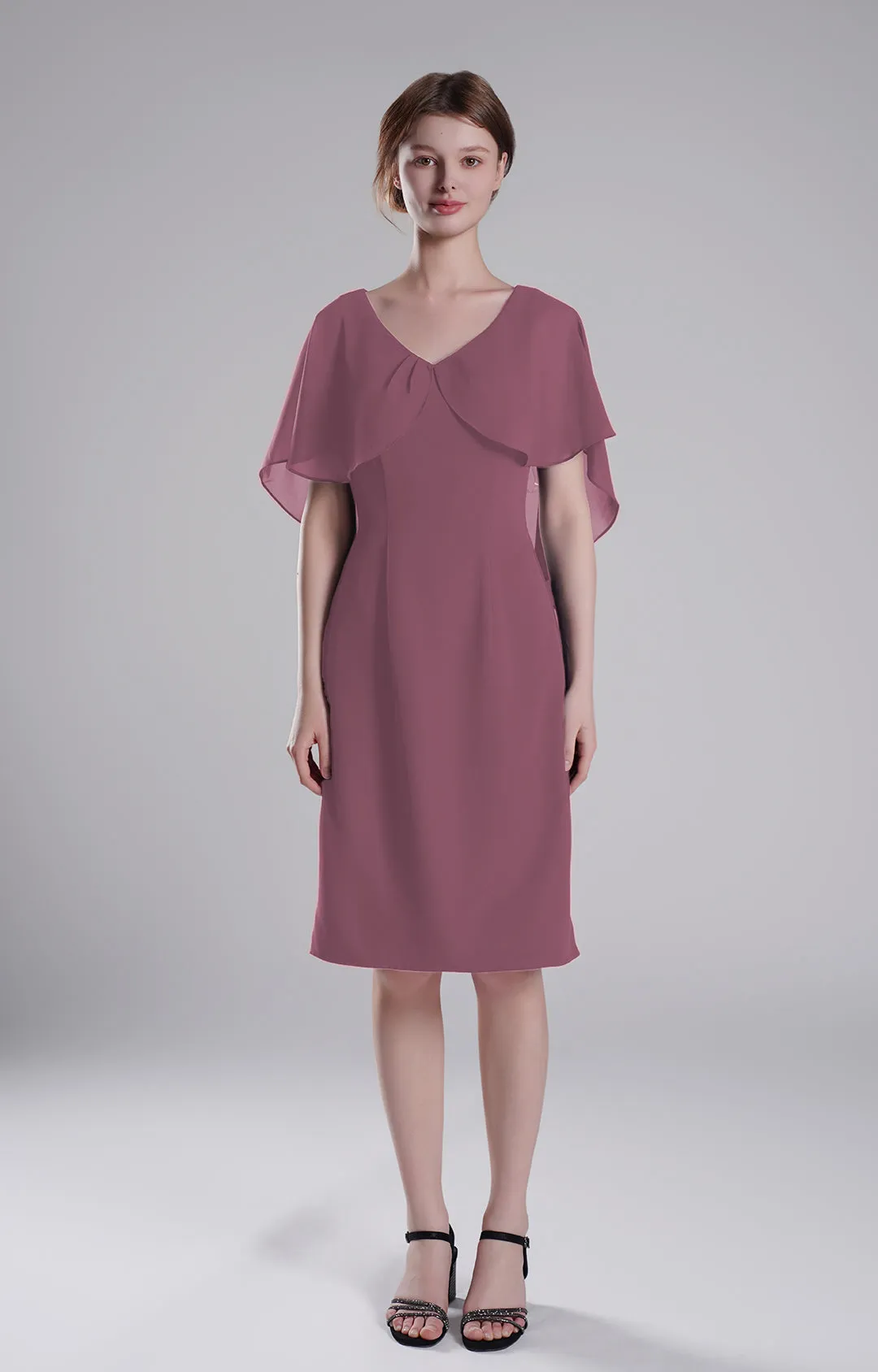 Chic Flutter Sleeve V-Neck Flared Dresses
