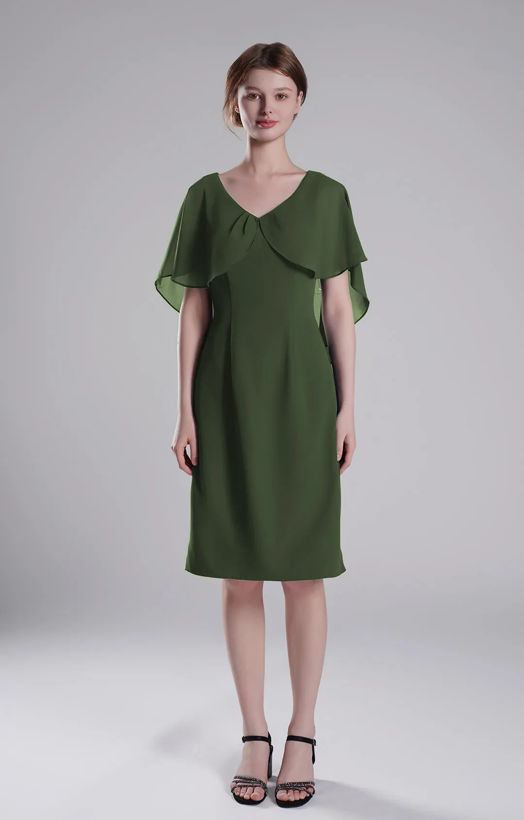 Chic Flutter Sleeve V-Neck Flared Dresses