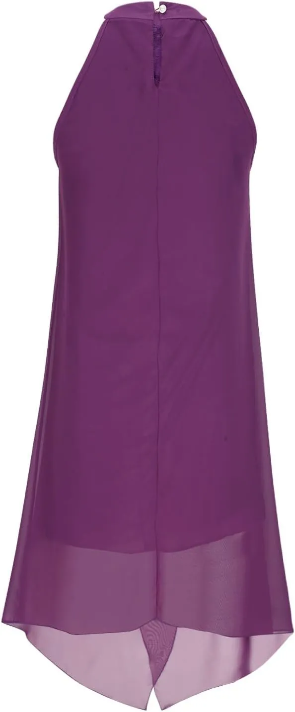 Chiffon Halter Dress for Women Dressy Tiered Evening Dresses Plus Size Choker Neck Swing Midi Sundress