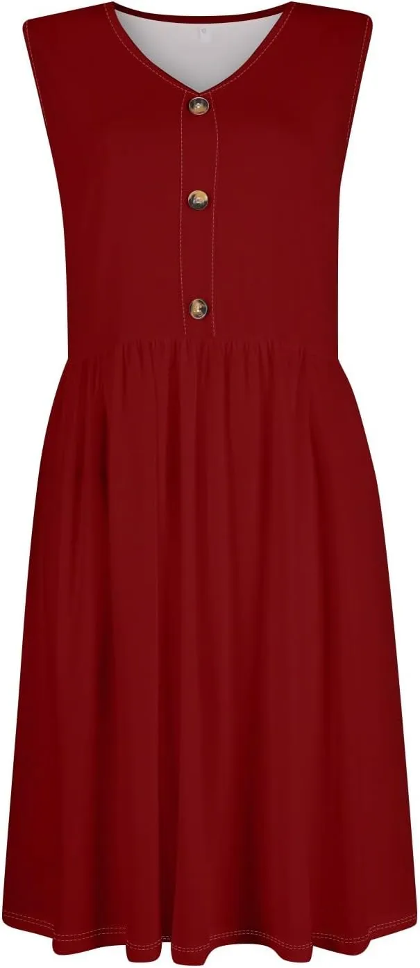 COTECRAM Summer Dresses for Women 2025 Vacation V Neck Sleeveless Boho Sundresses Casual Loose A Line Tank Dress with Pockets