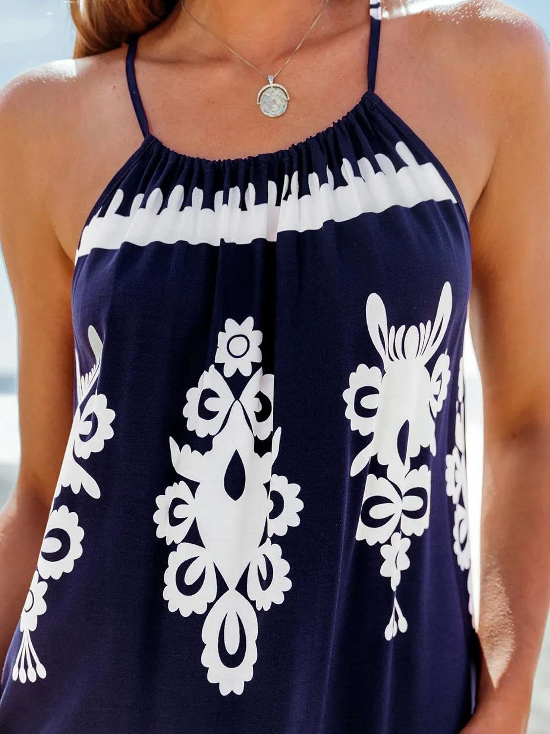 CUPSHE Women Casual Summer Dresses Loose Sundress Round Neck Sleeveless Long Beach Vacation 2025 Maxi Dress Outfit