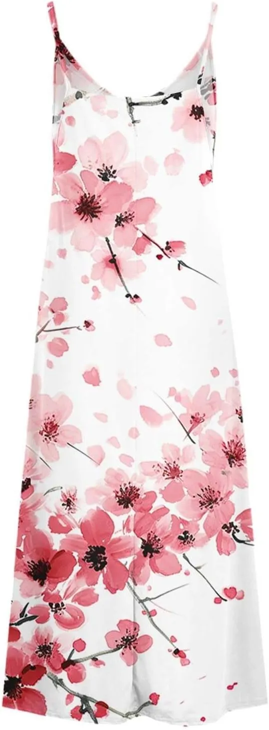 Dresses for Women 2025 Summer Vacation Casual Plus Size Maxi Dress Trendy Flowy Beach Long Spaghetti Strap Sundress