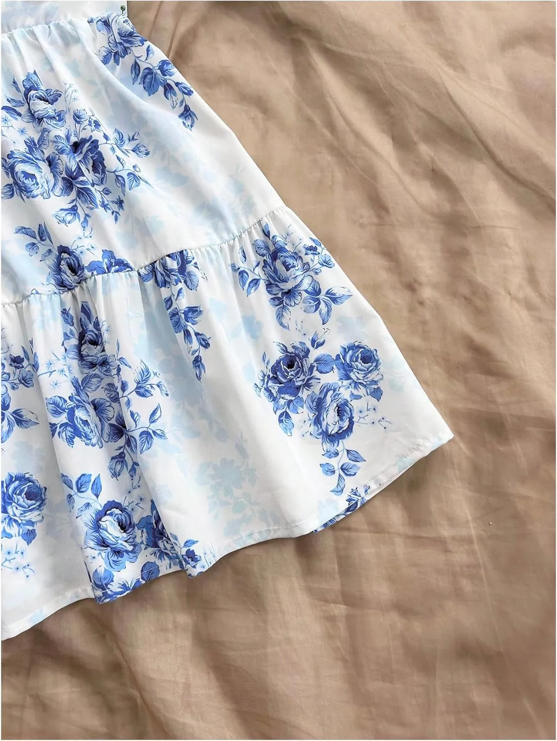 Floerns Women's Floral Sleeveless Mini Dress Flounce Hem Summer A Line Dresses