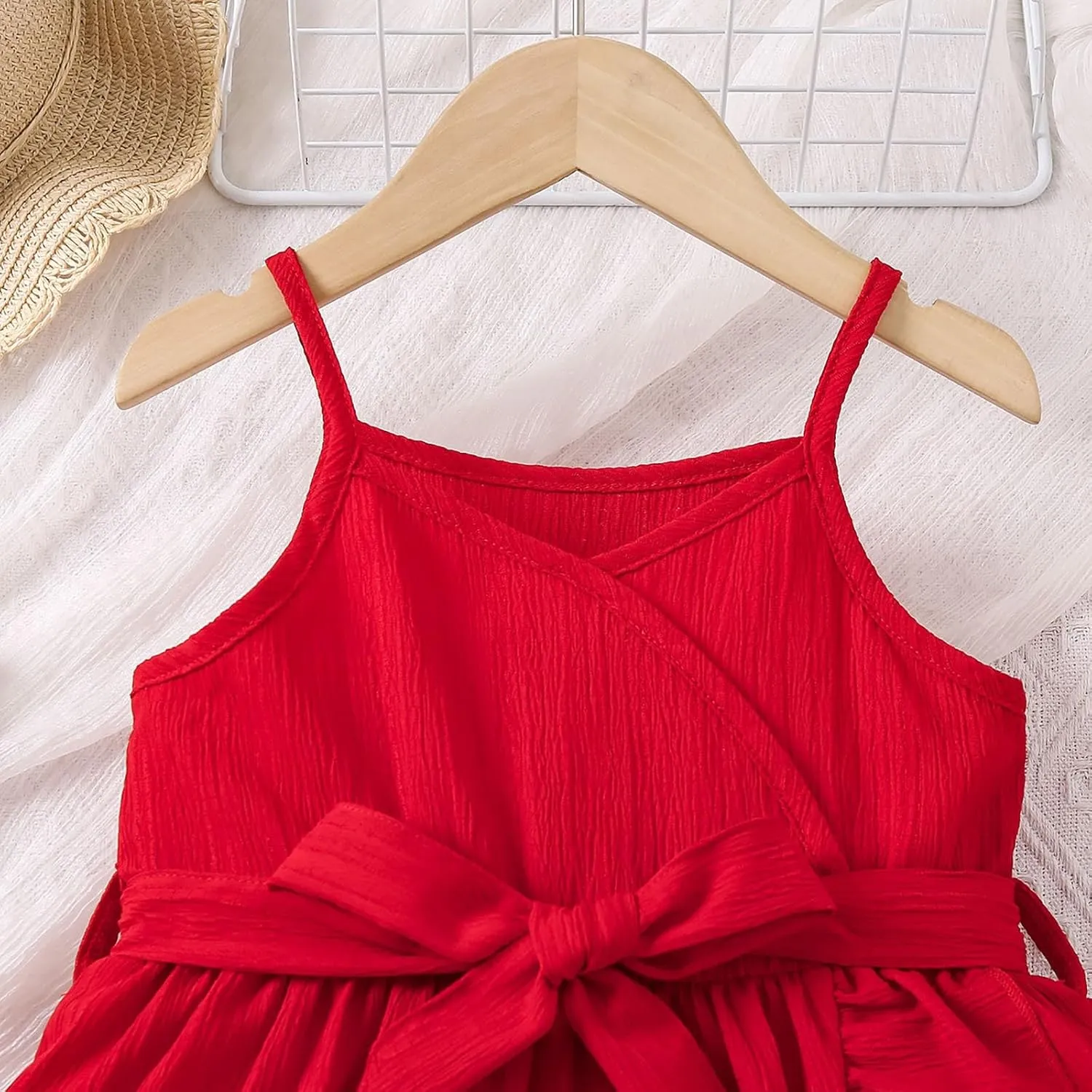Girl's Spaghetti Strap Dress Sleeveless Princess undress Kids Summer Beach Holiday Casual A-line Dresses