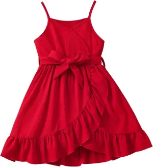 Girl's Spaghetti Strap Dress Sleeveless Princess undress Kids Summer Beach Holiday Casual A-line Dresses