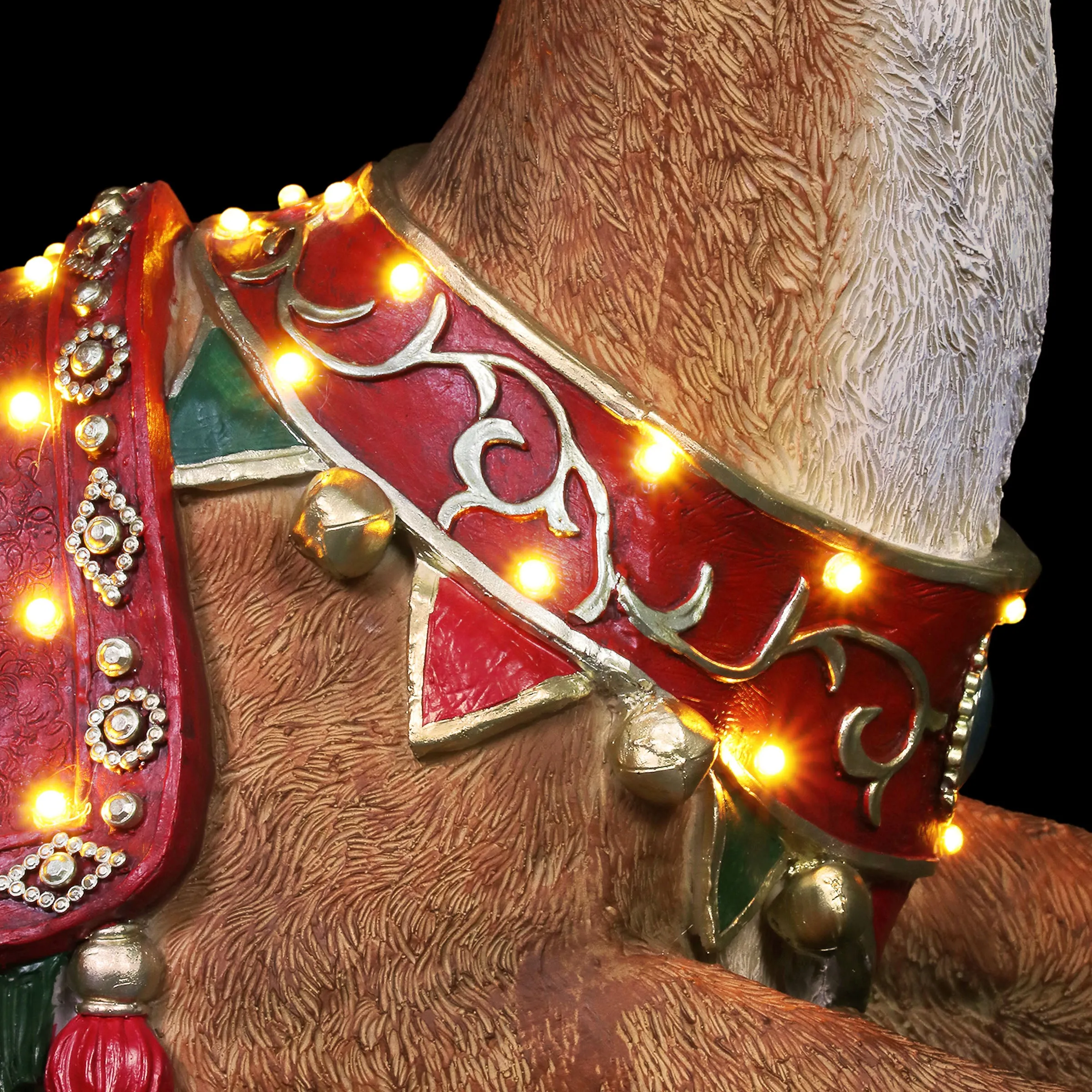 Hand Painted Christmas Reindeer Statue with LED Lights on a Battery Powered Timer, 22 Inches