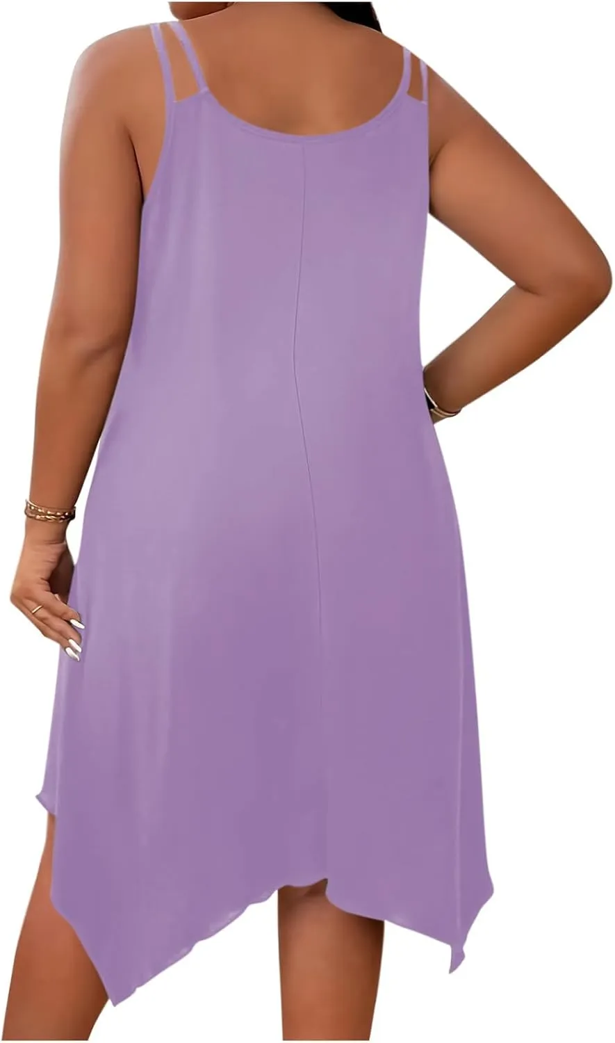 JOAU Plus Size Women Summer Midi Dress 2025 Hawaiian Beach Cover Up Dresses Spaghetti Strap Irregular Hem Flowy Tank Dress