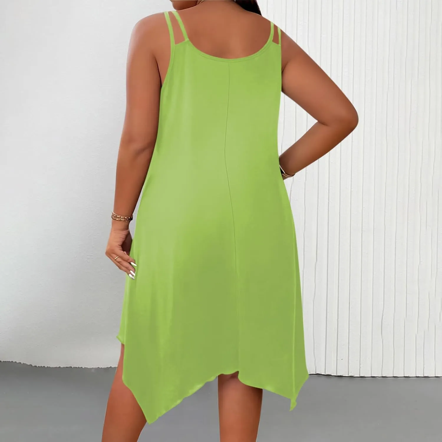 JOAU Plus Size Women Summer Midi Dress 2025 Hawaiian Beach Cover Up Dresses Spaghetti Strap Irregular Hem Flowy Tank Dress