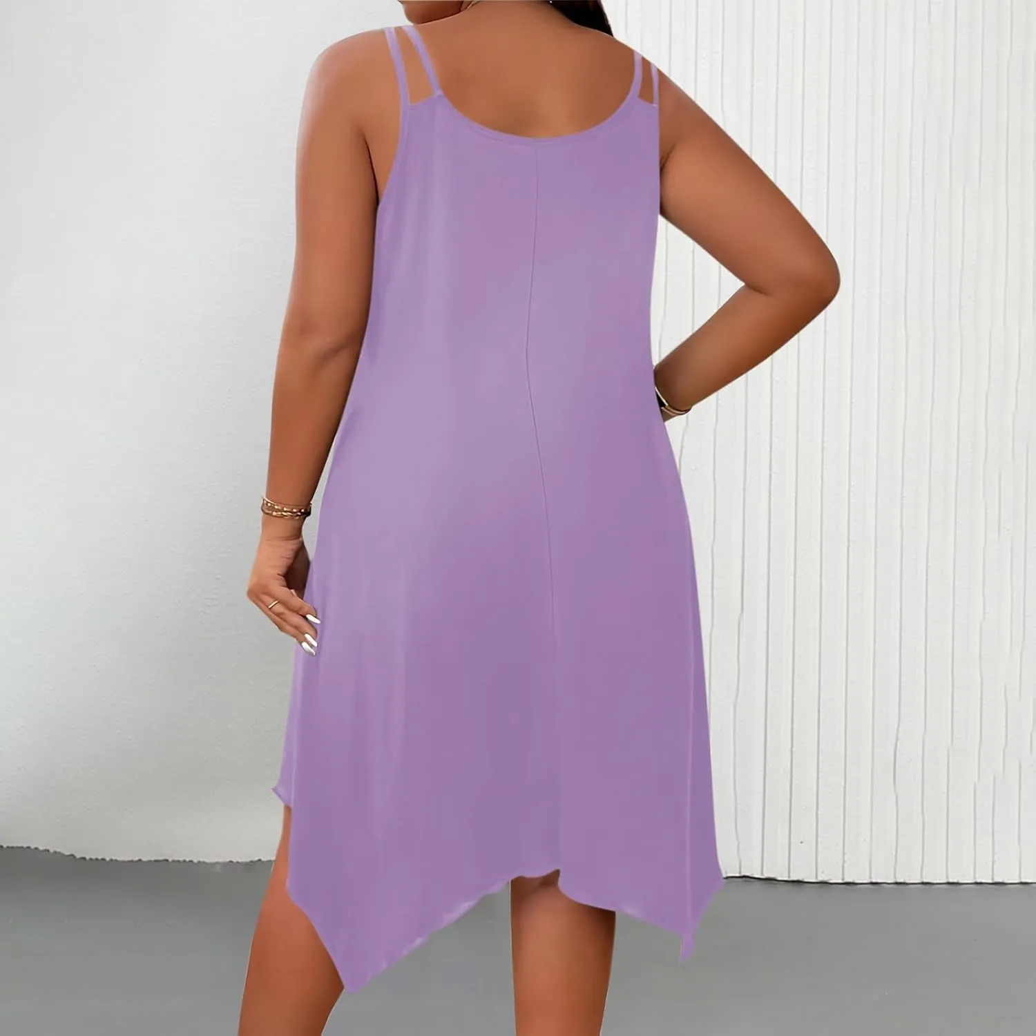 JOAU Plus Size Women Summer Midi Dress 2025 Hawaiian Beach Cover Up Dresses Spaghetti Strap Irregular Hem Flowy Tank Dress