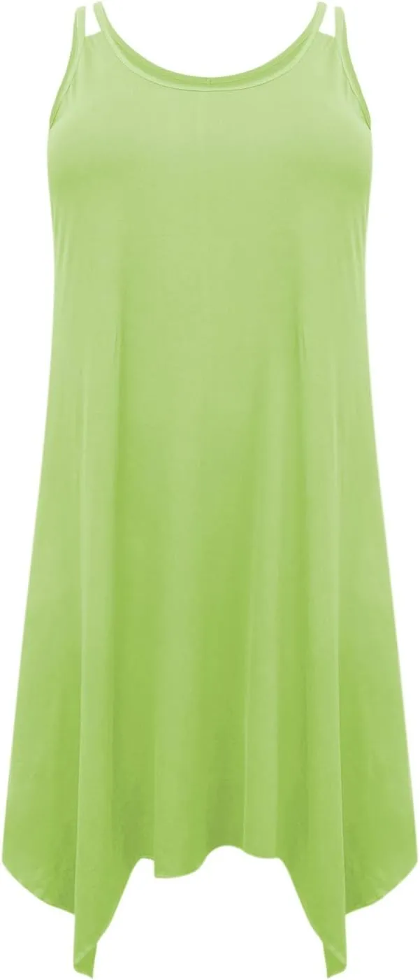 JOAU Plus Size Women Summer Midi Dress 2025 Hawaiian Beach Cover Up Dresses Spaghetti Strap Irregular Hem Flowy Tank Dress