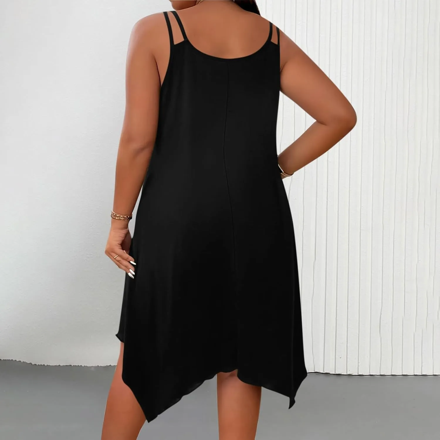 JOAU Plus Size Women Summer Midi Dress 2025 Hawaiian Beach Cover Up Dresses Spaghetti Strap Irregular Hem Flowy Tank Dress