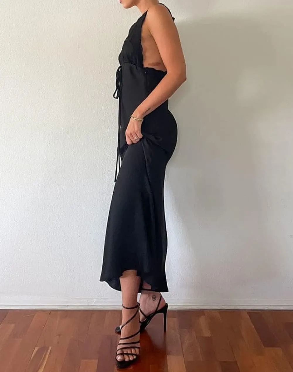 Juakoso Women Y2K Floral Printed Maxi Dress V Neck Backless Long Dress Sleeveless Going Out Sundress Summer Beachwear