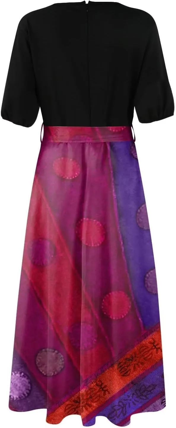 Maxi Dresses for Women 2025 Summer V Neck Short Sleeve T Shirt Dress Casual Flowy High Split A Line Beach Sundress