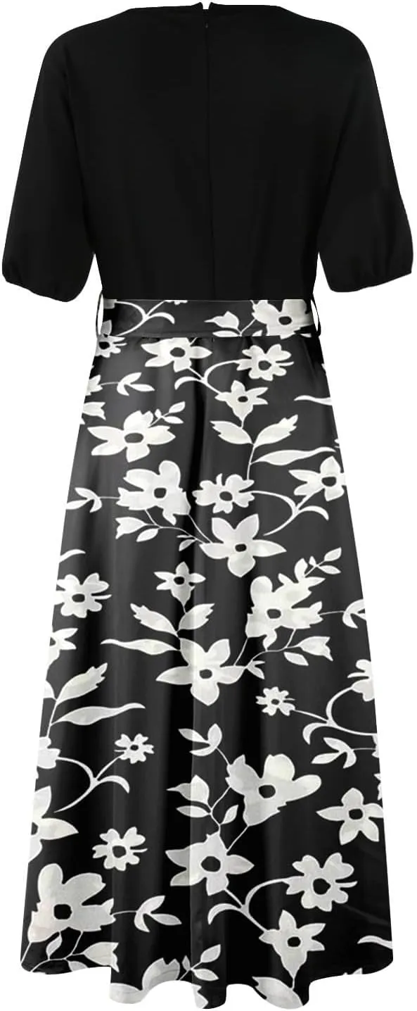 Maxi Dresses for Women 2025 Summer V Neck Short Sleeve T Shirt Dress Casual Flowy High Split A Line Beach Sundress