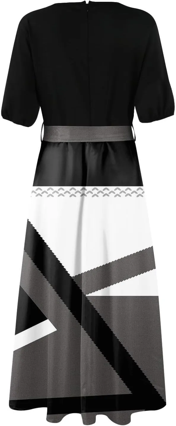 Maxi Dresses for Women 2025 Summer V Neck Short Sleeve T Shirt Dress Casual Flowy High Split A Line Beach Sundress