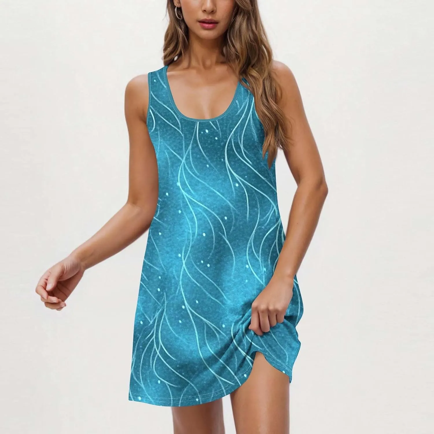 Midi Dresses for Women Summer Boho Floral Print Sleeveless Tank Dresses A-Line Casual Sundress Beach Cover Ups