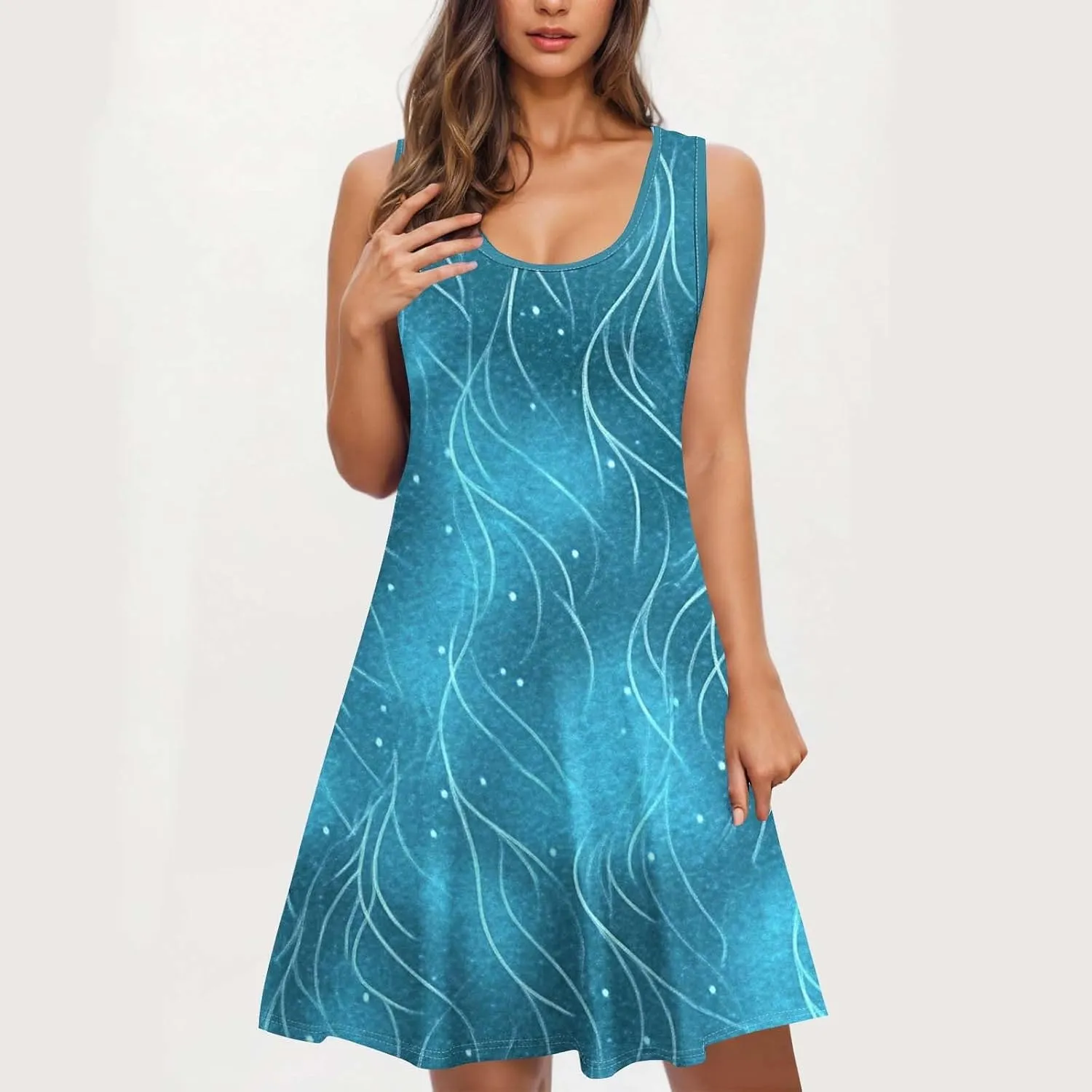 Midi Dresses for Women Summer Boho Floral Print Sleeveless Tank Dresses A-Line Casual Sundress Beach Cover Ups
