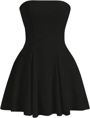 Milumia Women's Tube Mini Dress A Line Flared Strapless Party Club Short Dresses