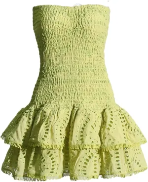 Mini A Line Dresses Strapless Sleeveless High Waist Spliced Ruffles Hem Elegant Slim Dress